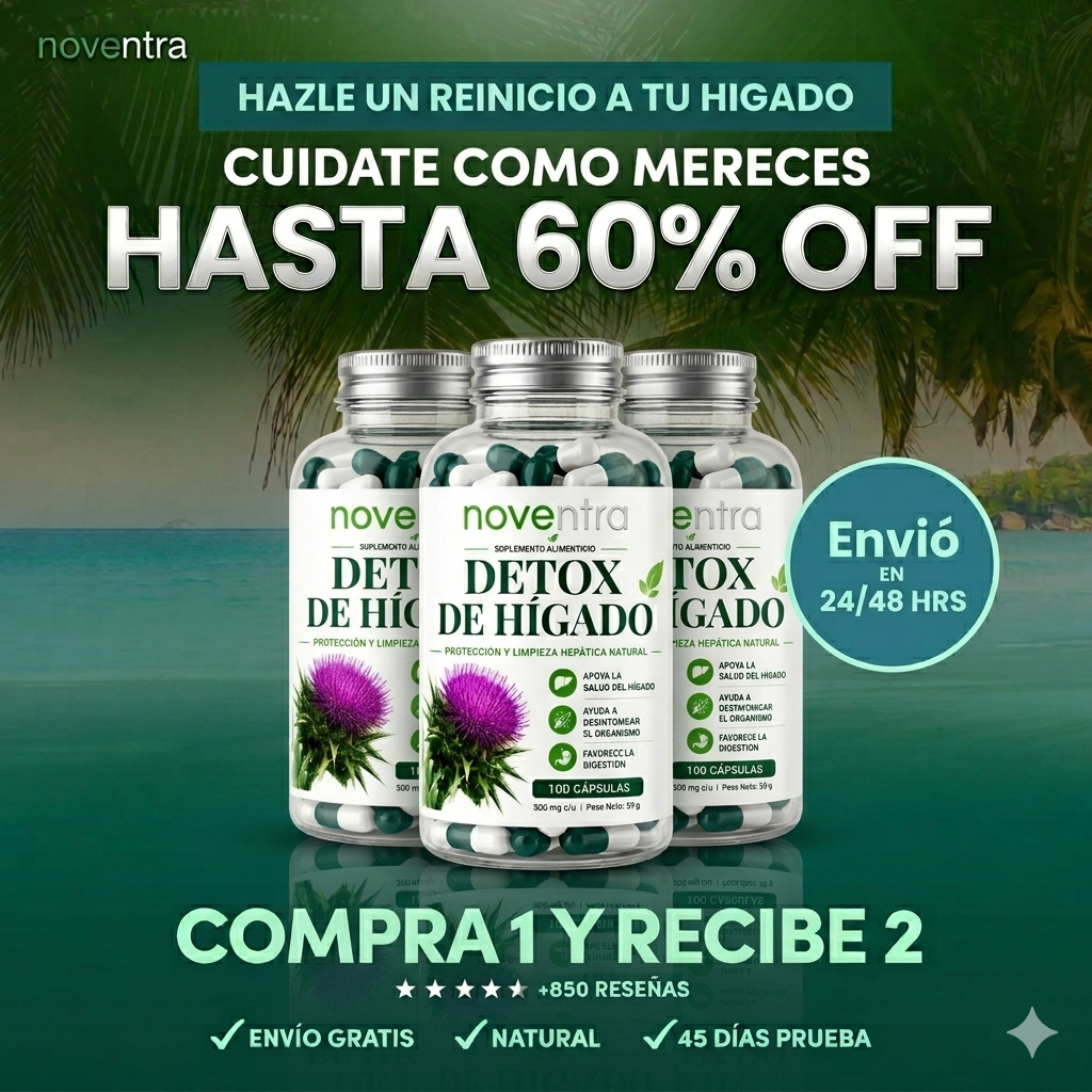 NOVENTRA™ Detox Hepático Natural Con Cardo Mariano