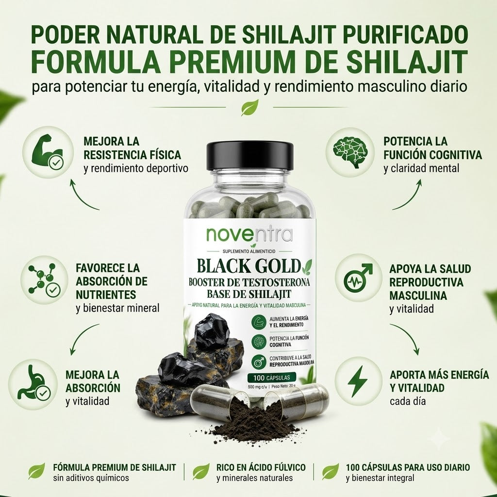 NOVENTRA™ Black Gold - Booster de testosterona en base de Shilajit