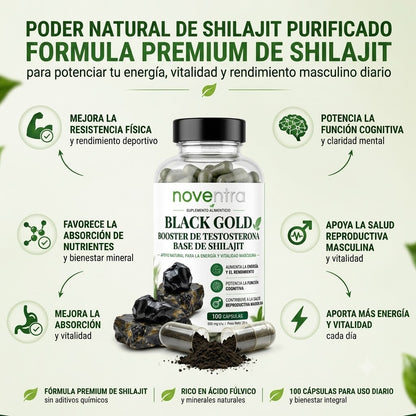 NOVENTRA™ Black Gold - Booster de testosterona en base de Shilajit
