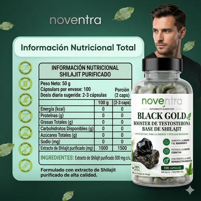 NOVENTRA™ Black Gold - Booster de testosterona en base de Shilajit